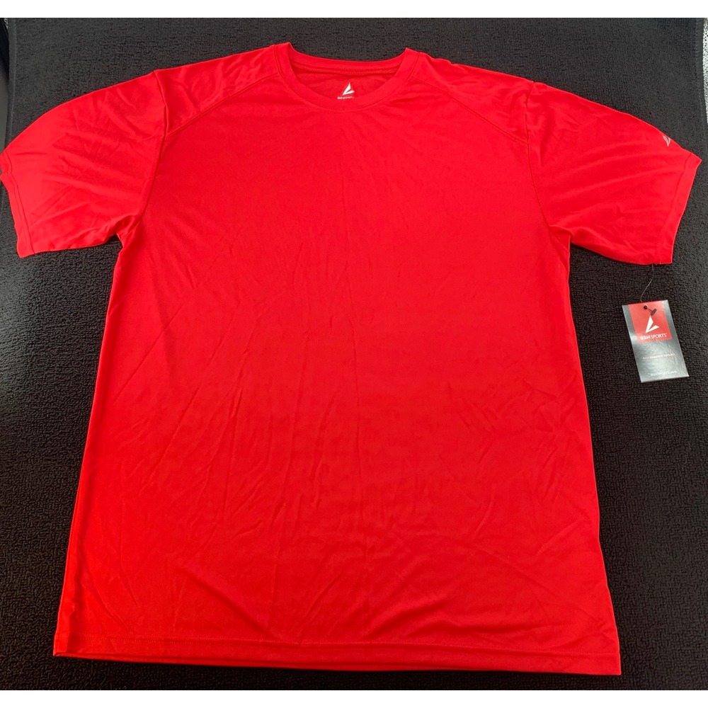 BSN SPORTS Mens‎ Performance Tee Red Short Sleeve Athletic T-Shirt Size Large
